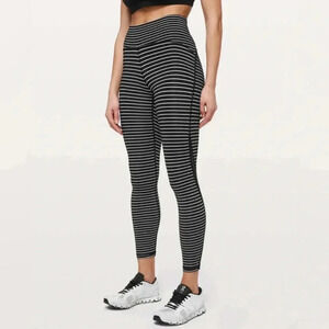 lululemon athletica Black and White Striped High-Rise Leggings